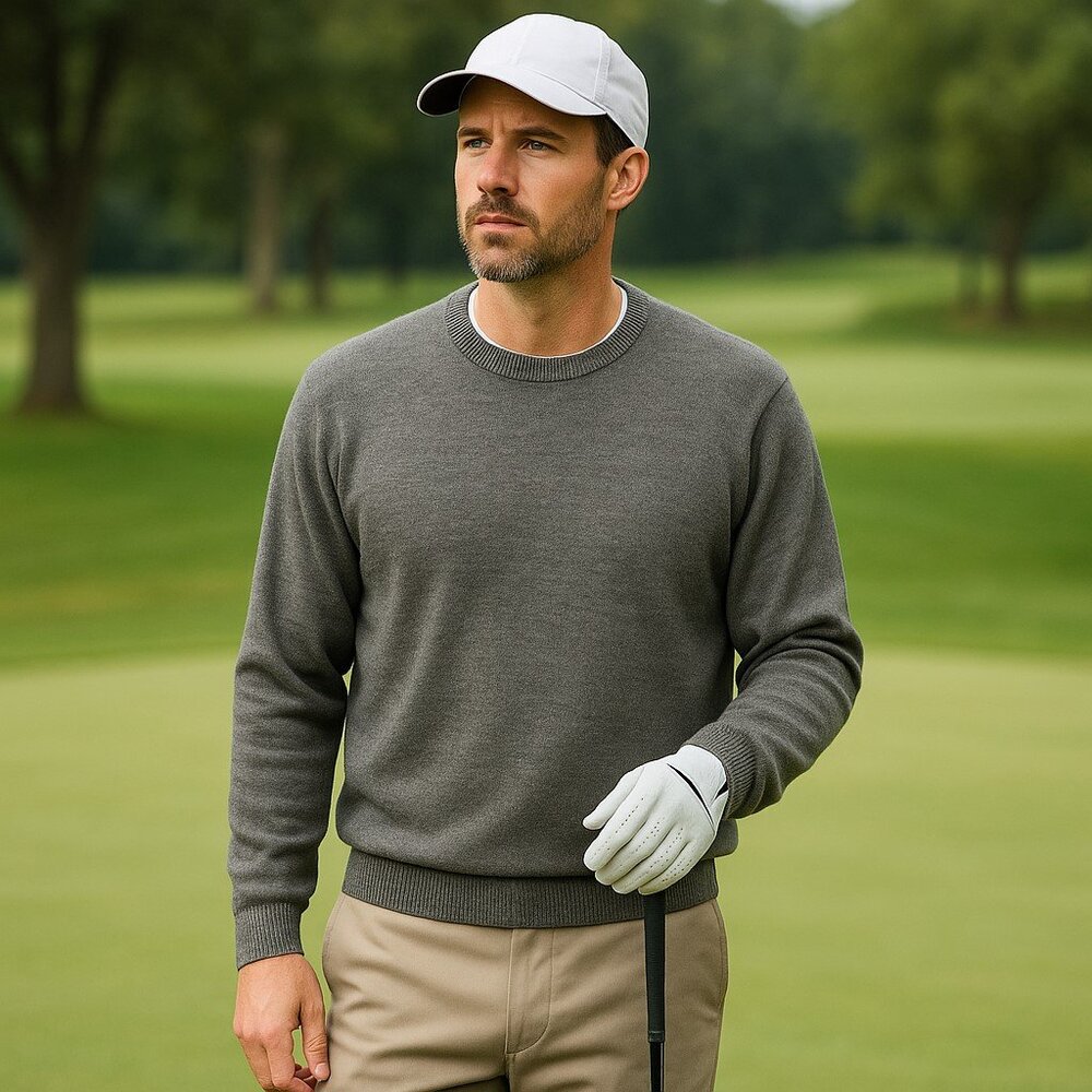 Martin Golf Gray Pullover Crewneck Long Sleeve Alpaca Wool Blend Sweater Men XXL